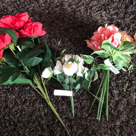 3- bunches of faux flowers